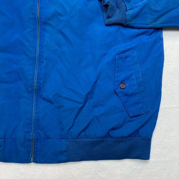 Vintage Izod Lacoste Bomber Jacket Men's L Blue Navy Plaid Lined Full Zip - Picture 5 of 16